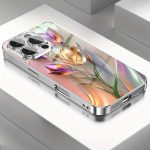 [3D Tulip Pattern] Electroplated Glass Phone Case | for Iphone Models 16/16Pro/16Promax/16Plus/15/15Plus/15Pro/15Promax, 14/14Plus/14Pro/14Promax, 13/13Pro/13Promax, 12/12Pro/12Promax, 11/11Pro/11Promax, 7/8Plus, Xr/Xs/Xsmax | Glass | Featuring Full Cover