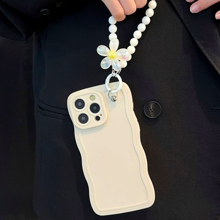 White Wave Flower TPU Phone Case for Iphone 16/15/14/13/12/11/Xs/Xr/X/8/7/Se2/Se3/Plus/Pro Max - Shockproof & Drop Protection - Stylish Design - For iPhone Users - Perfect Gift for Tech Lovers