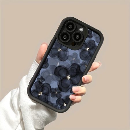Cool Blue Flower Pattern Mobile Phone Case Suitable for iPhone16/16plus/16pro/16promax,15/15Plus/15Pro/15ProMax, 14/14Plus/14Pro/14ProMax, 13/13Pro/13ProMax, 12/12Pro/12ProMax, 11/11/11Pro Max/7/8/X/XS Protective Case Anti-fall and Shockproof Fashionable