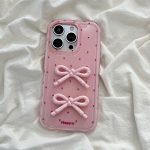 Fashion Polka Dot Bow Cute Jelly Glossy Full Protection Phone Case for iPhone 16 15 14 13 12 Pro Max Soild Color Shockproof Soft Back Cases