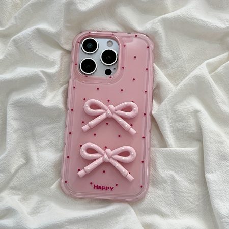 Fashion Polka Dot Bow Cute Jelly Glossy Full Protection Phone Case for iPhone 16 15 14 13 12 Pro Max Soild Color Shockproof Soft Back Cases
