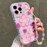 Transparent Fashionable Simple Cute Floral Pattern High-Quality Lanyard Phone Case for iPhone 16, 15, 14, 13, 12, 11 Pro Max, 14, 15, 16 Plus, XS, XR, X, 8, 7 Dedicated Protective Back Cover