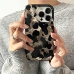 Luxury Retro Cow Pattern Gradient Glitter Tinfoil Pattern Phone Case for iPhone 16 15 13 Pro Max 12 14 Pro Soft Back Cover