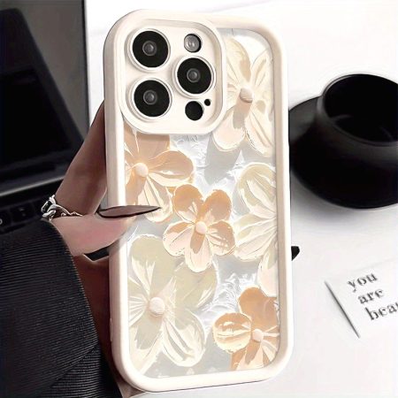 Simple and Elegant Style: Mobile Phone Case, Light Brown Flower Pattern Brings an Elegant Atmosphere Suitable for iPhone 16 15, 14, 13, 12, 11 Pro Max, XS, XR
